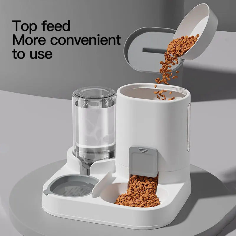 Automatic Gravity-Fed Cat Water Dispenser & Feeder
