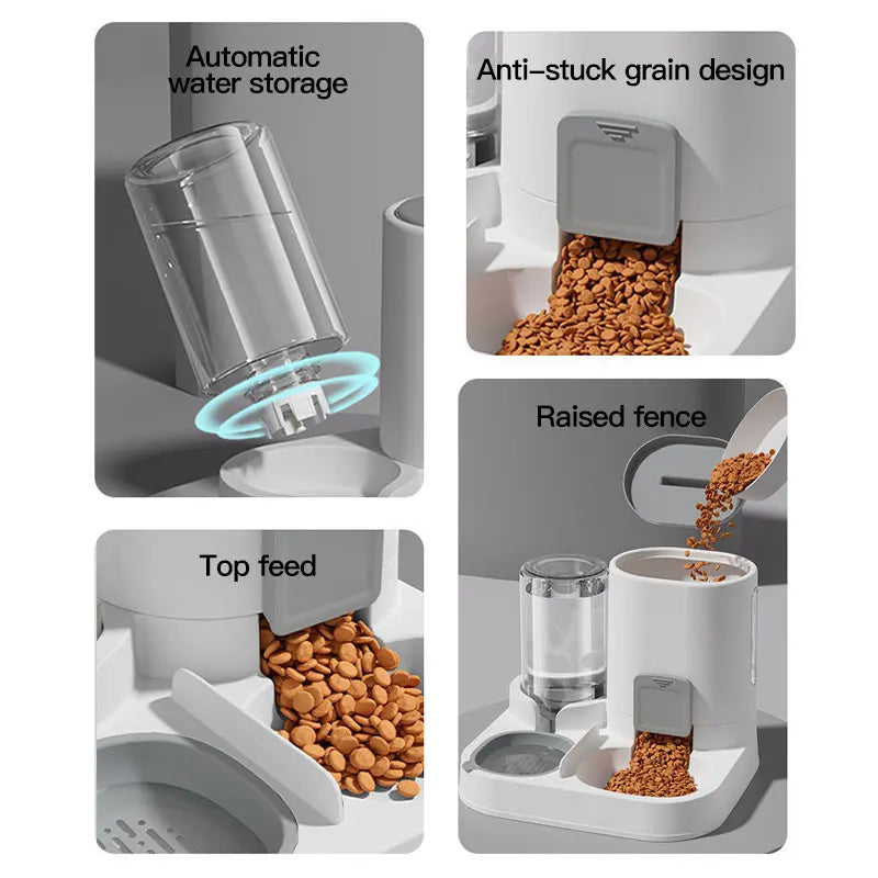 Automatic Gravity-Fed Cat Water Dispenser & Feeder